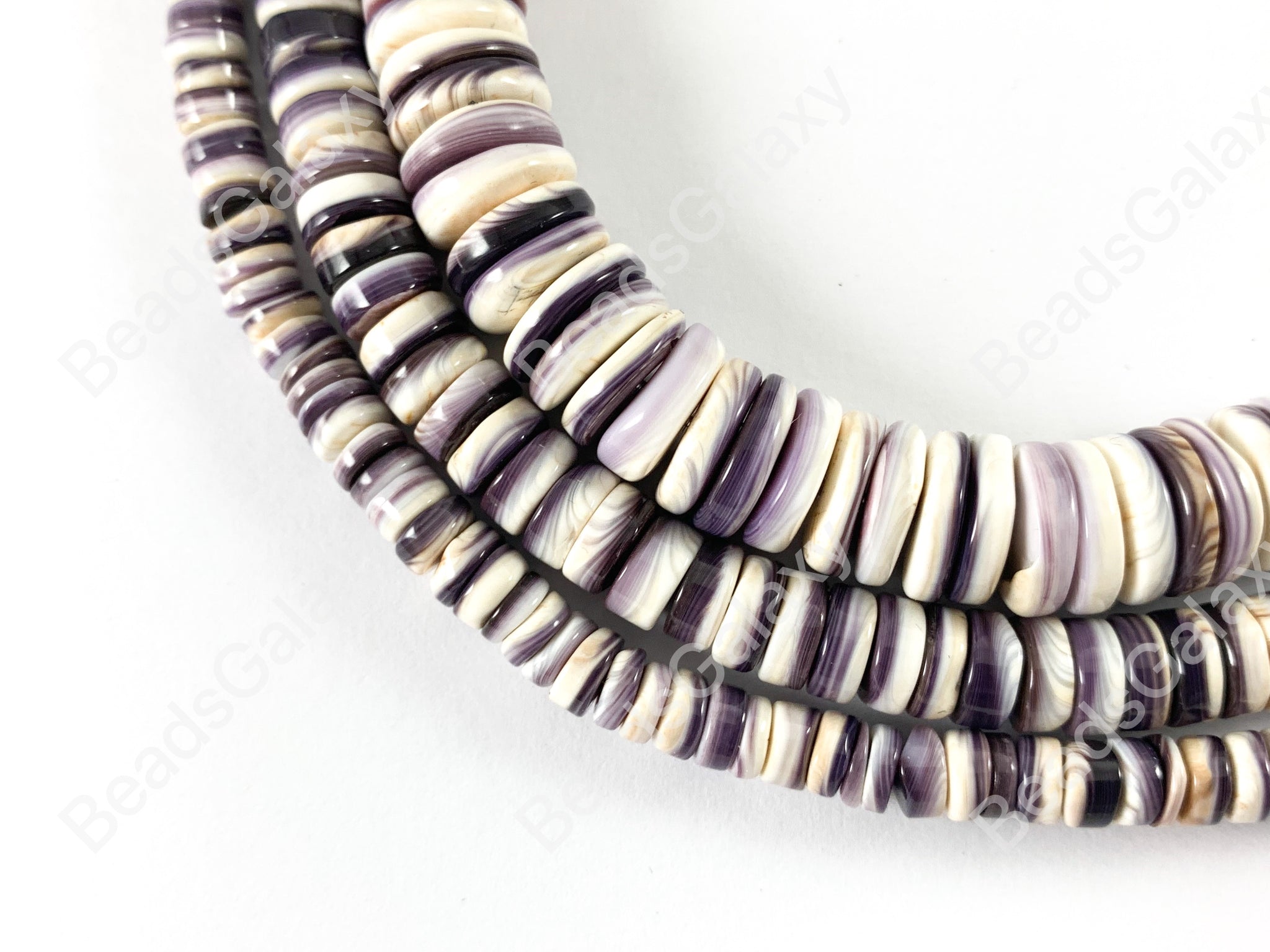 Rainbow Pectin Shell Wavy Heishi Beads, 6mm, 16 Strand